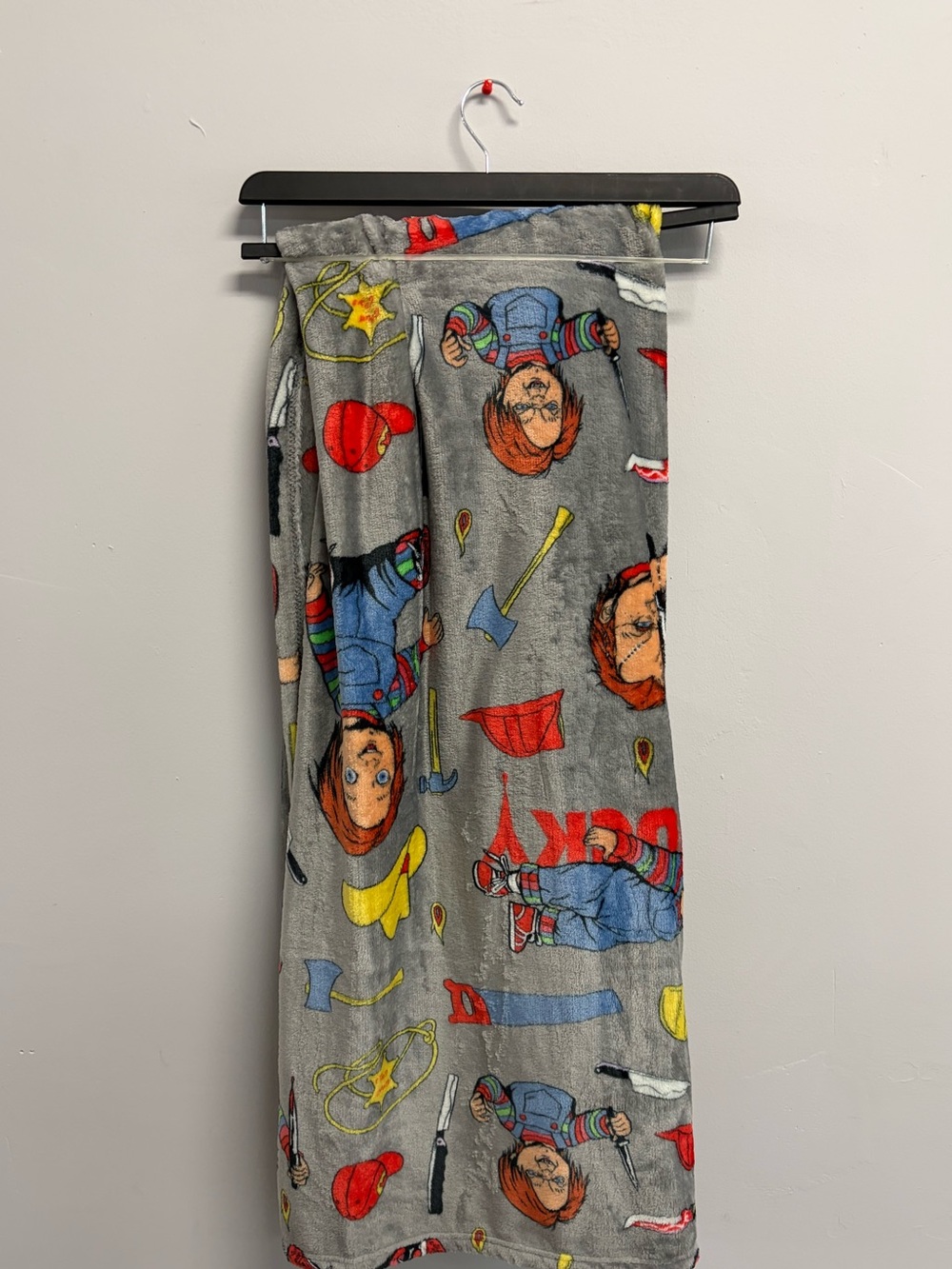 Grey Chucky Character Fleece blanket